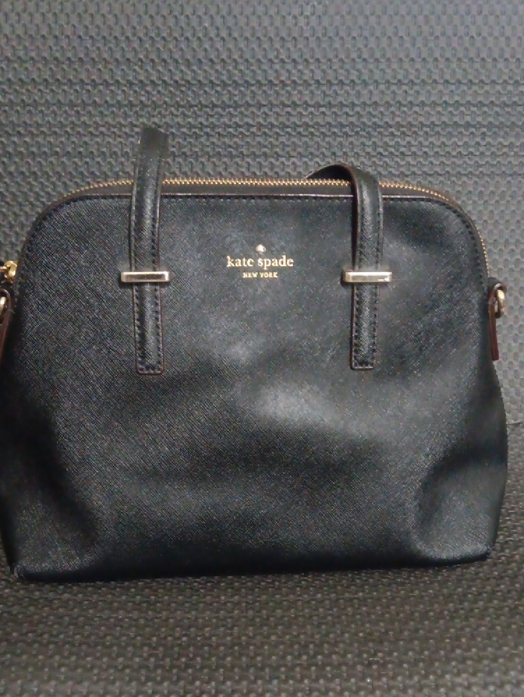 Kate Spade Black Dome Satchel With Gold Logo